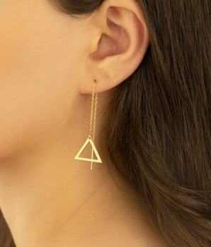 925 Sterling Silver Threader Triangle Chain Earrings