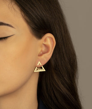925 Sterling Silver Triangle Ear Jacket Name Earrings