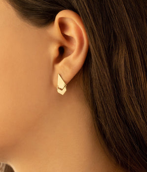 925 Sterling Silver Rank Double Earrings