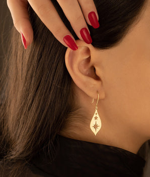 925 Sterling Silver Pole Star Dangle Earrings