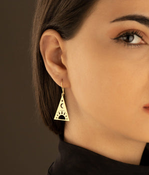 925 Sterling Silver Triangle Celestial Earrings