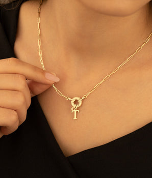 925 Sterling Silver Paperclip Chain Necklace With Initial or Name