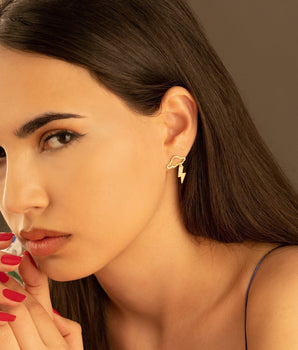 925 Sterling Silver Cloud and Lightning Dangle Earrings