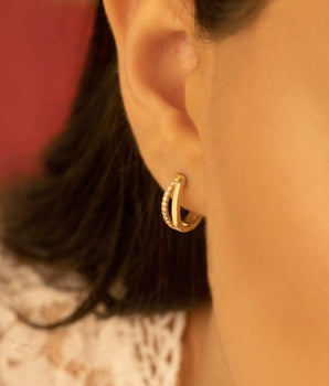 925 Sterling Silver Two Line Split Hoop Earrings