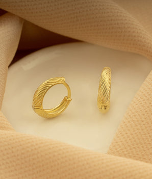 925 Sterling Silver Ribbed Link Hoops Earrings