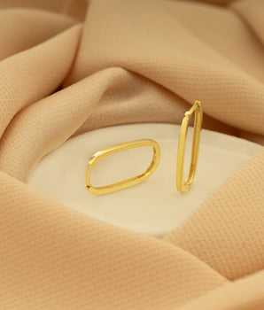 925 Sterling Silver Unique Oblong Hoop Earrings