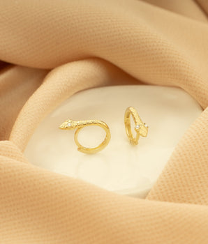 925 Sterling Silver Diamond Eye Snake Hoop Earrings