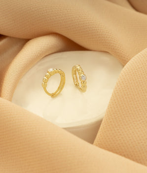 925 Sterling Silver Embossed Diamond Ring Earrings