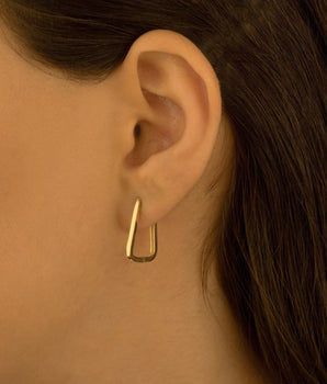 925 Sterling Silver Oblong Hoop Earrings Huggie