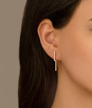 925 Sterling Silver Double Bar Ear Jacket Earrings