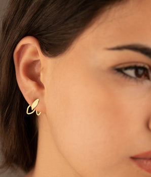 925 Sterling Silver Ear Jacket Double Leaf Earring