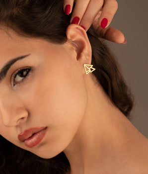 925 Sterling Silver Double Triangle Ear Jacket Earrings