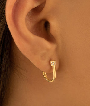 925 Sterling Silver Diamond Hoop Earrings