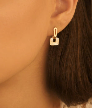 925 Sterling Silver Dainty Geometric Rectangle Earring