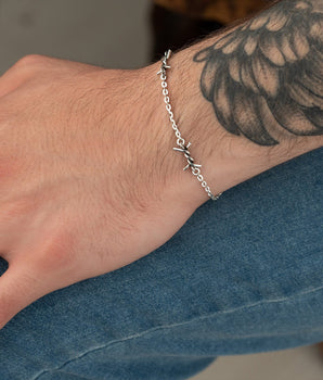 925 Sterling Silver Barbed Wire Spike Bracelet