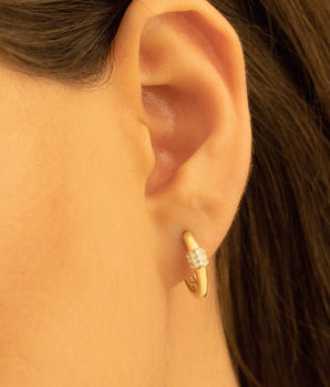 925 Sterling Silver Diamond Ring Shape Earrings