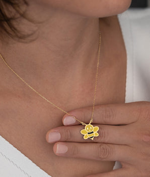 925 Sterling Silver Bee Enamel Necklace