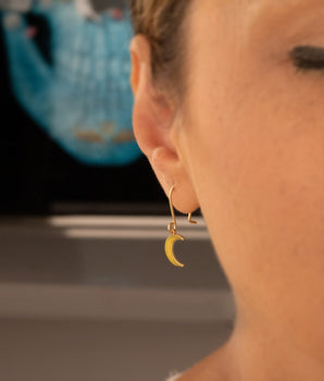 Enamel Dainty Moon Earring - Valentine's Day Gift - Crescent Moon - Yellow Moon Earrings - Minimalist Earring - Celestial Jewelry