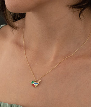 925 Sterling Silver Enamel Bird Pendant