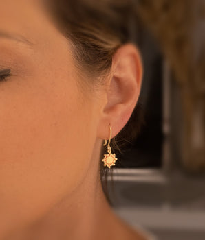 925 Sterling Silver Red Sun Earrings