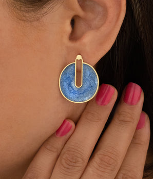 925 Sterling Silver Silvery Blue Errings