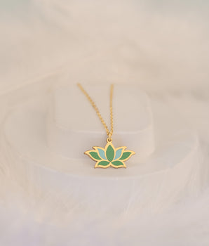 925 Sterling Silver Lotus Enamel Necklace
