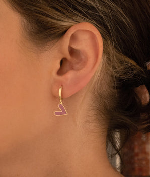 925 Sterling Silver Purple Heart Earring