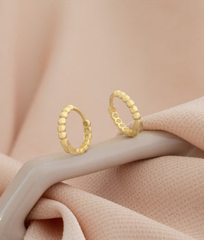 925 Sterling Silver Beaded Hoop Huggie Earrings