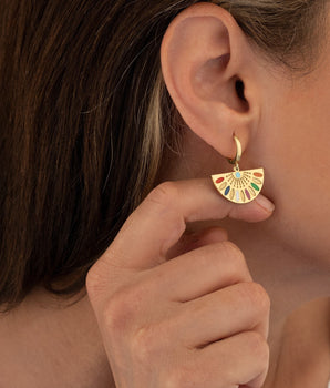 925 Sterling Silver Enamel African Earring