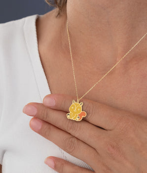 925 Sterling Silver Enamel Squirrel Necklace