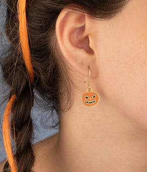 Enamel Pumpkin Earrings - Halloween Gift