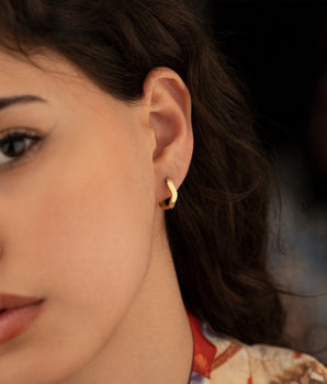 925 Sterling Silver Trapezoidal Hoop Earrings