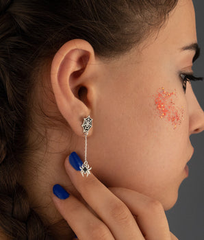 Enamel Spider Web Dangle and Drop Earrings - Halloween Earrings