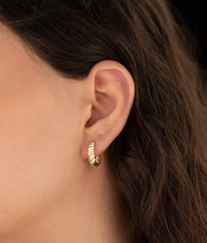 925 Sterling Silver Vintage Twisted Hoop Diamond Line Earrings