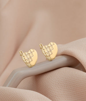 925 Sterling Silver Hammered Heart Hoop Earrings