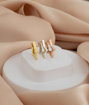 925 Sterling Silver Star Hoop Earrings