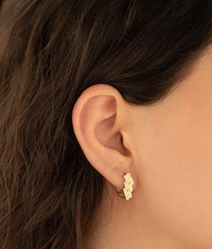 925 Sterling Silver Stripe Little Diamonds Earrings