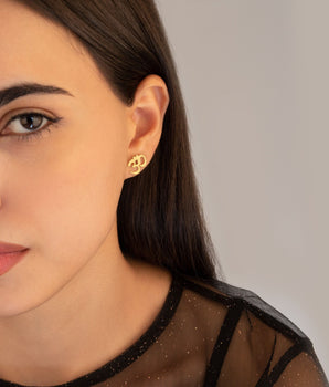 925 Sterling Silver Gold Om Earrings