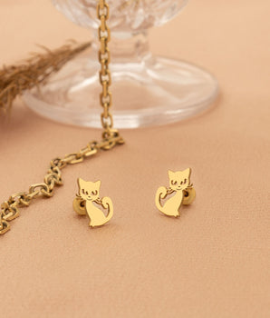 925 Sterling Silver Cat Earrings