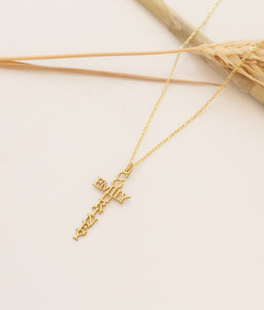 925 Sterling Silver Christian Cross Name Necklace