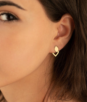14K Solid Gold Teardrop Ear Jackets Earrings