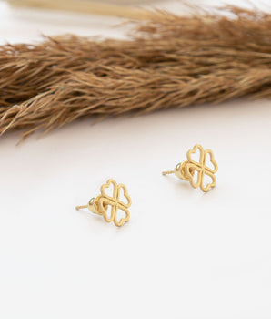 925 Sterling Silver Heart Four Leaf Clover Earring
