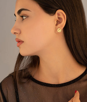 925 Sterling Silver Heart Eyes Emoji Earrings