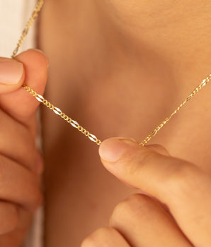 925 Sterling Silver Gold Figaro Chain