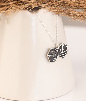 925 Sterling Silver Dice Charm Necklace